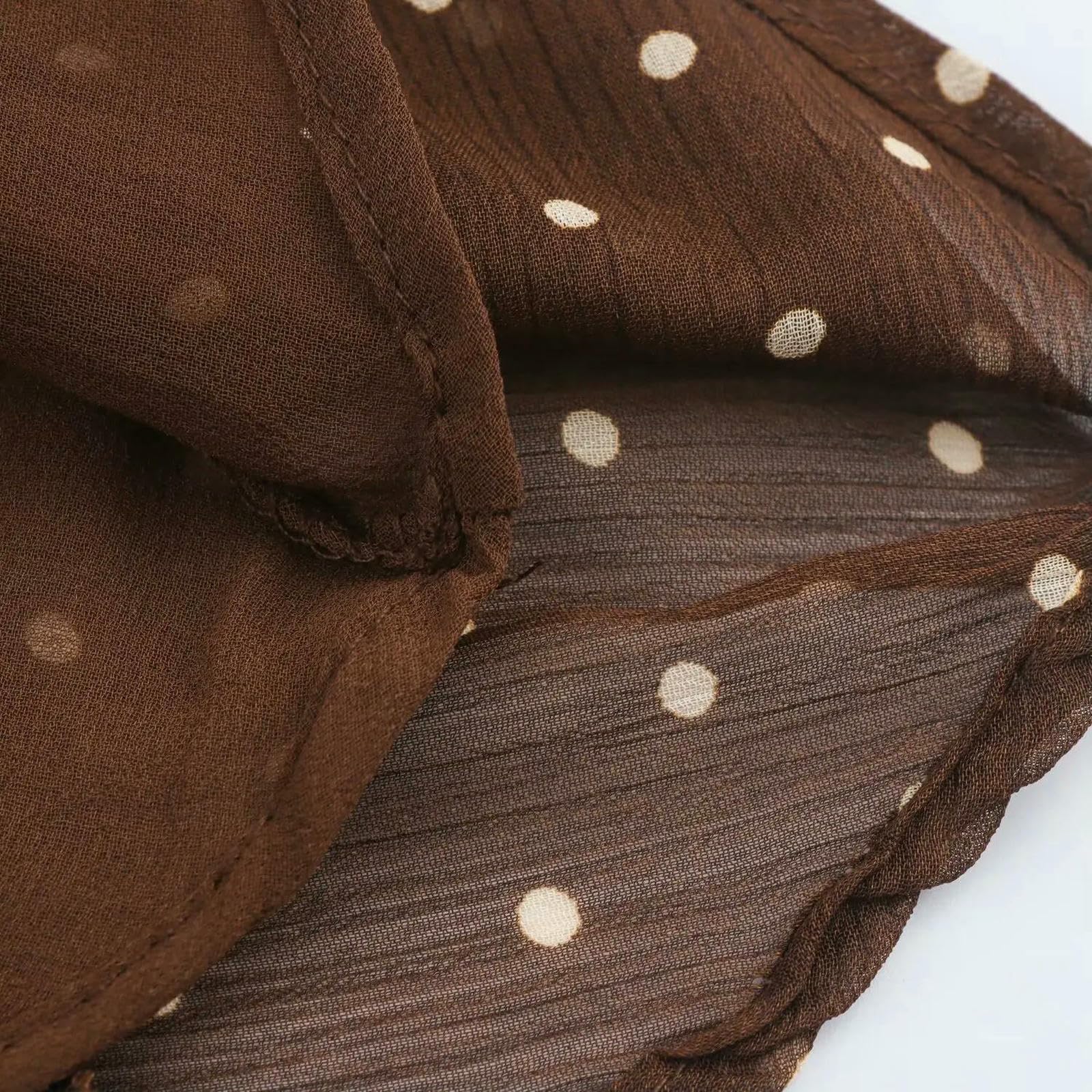 Abito Donna Invernale Temperamento Autunno Abbigliamento da Colletto A Pieghe Asimmetrico Pois-Marrone-l