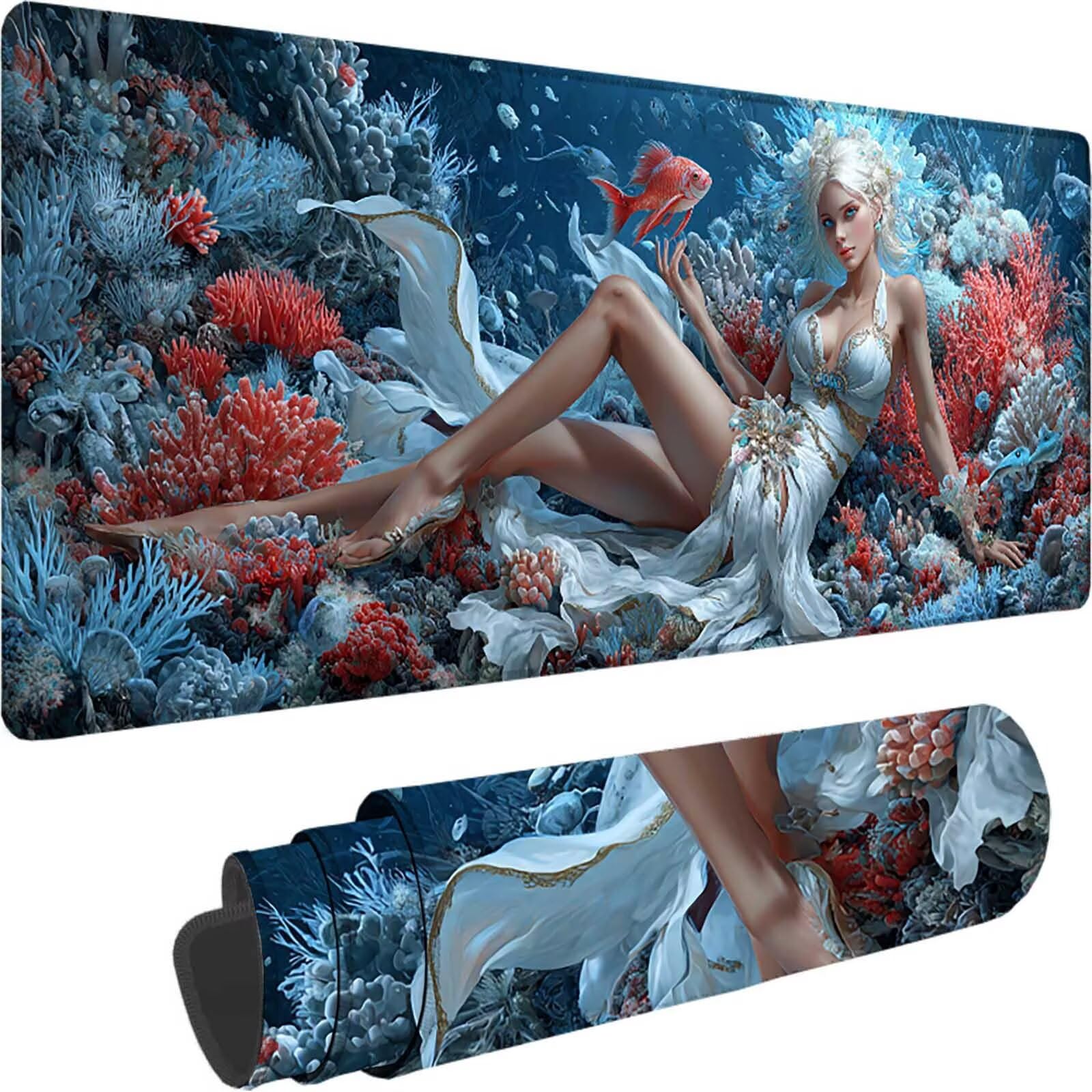 Niebieska podkładka pod mysz do gier, duża podkładka pod mysz XXL 1500 x 800 x 3 mm, podkładka pod mysz kreskówkową do klawiatury i biura, akcesoria do gier, zmywalna, poprawia precyzję i szybkość dla