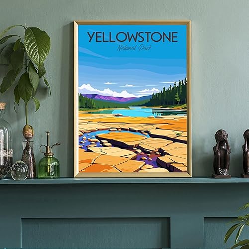 Miniatura 3 de Póster del Parque Nacional de Yellowstone, impresiones artísticas de pared de los parques nacionales de Yellowstone, póster de viaje retro de