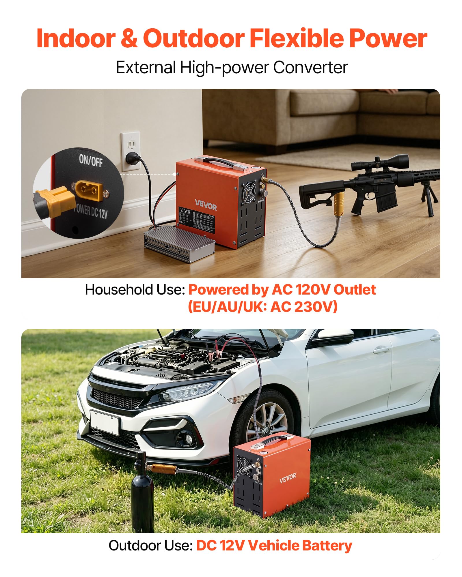 VEVOR Compresseur d'Air PCP 30 MPa 350 W Compresseur Portable Arrêt Manuel