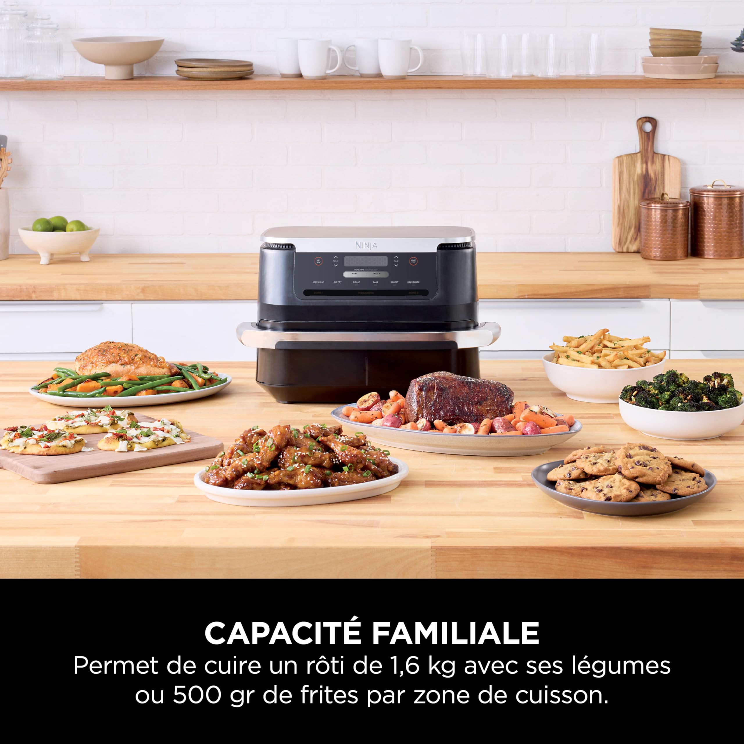 Ninja FlexDrawer Friteuse sans huile, Air Fryer à double bac 6,6L AF550EU | compartiment 6,6L, appareil de cuisine multifonction 6-en-1, modes Air Fry/Roast/Bake, compatible lave-vaisselle, noir