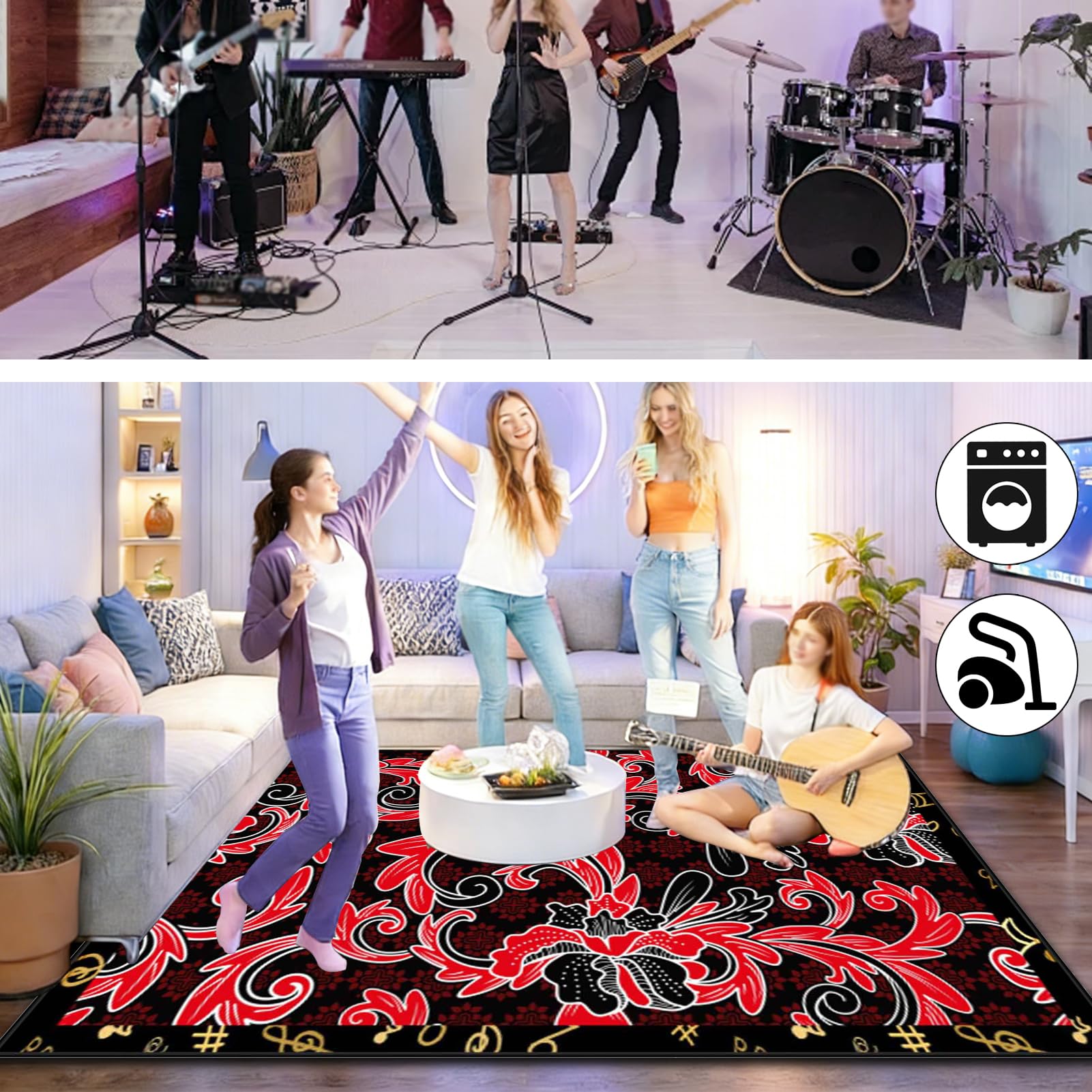 170 x 140 cm Dywan z baterią elektroniczną Dźwiękoszczelny Antypoślizgowy Dywan Pochłaniający Akustyczny Profesjonalna mata do instrumentów muzycznych do instrumentów muzycznych do gitary basowej
