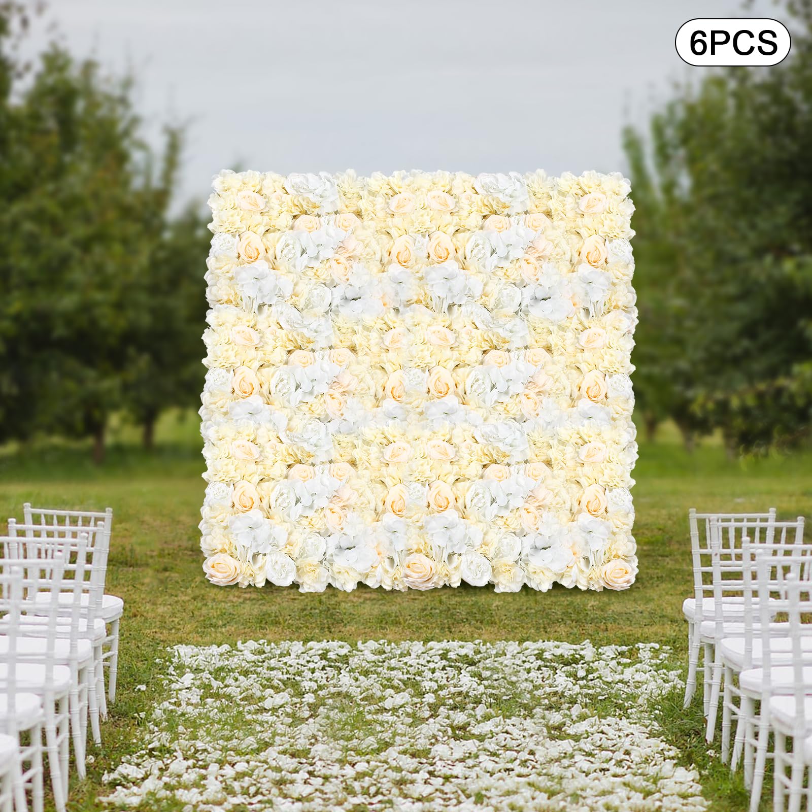 6 Stück Künstliche Blumen Wandpaneele 40X60Cm Künstliche Blumenwand | Kunstblumen Deko Rosenwand Realistische, Seidenstoff, DIY-Dekoration Für Verschiedenen Anlässen, Geschenk