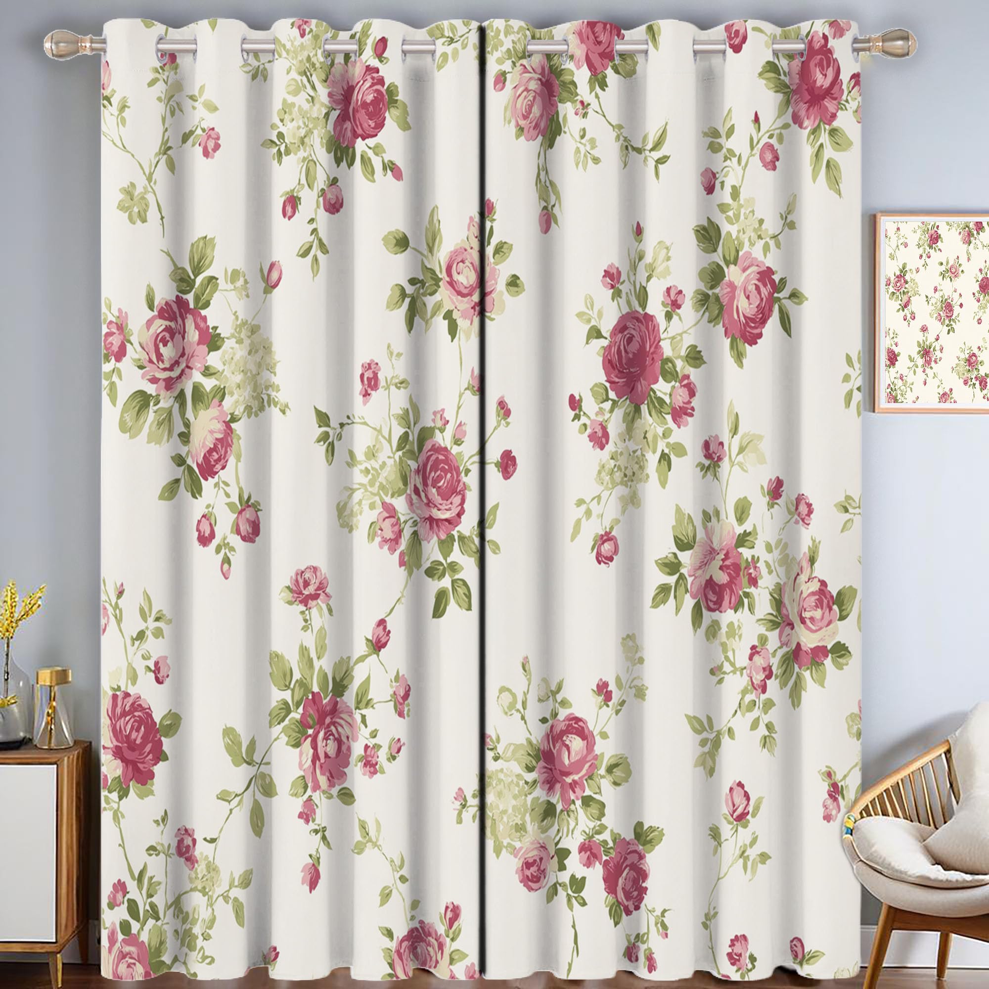 Rideaux motif mignon rose pour créer un cocon de douceur