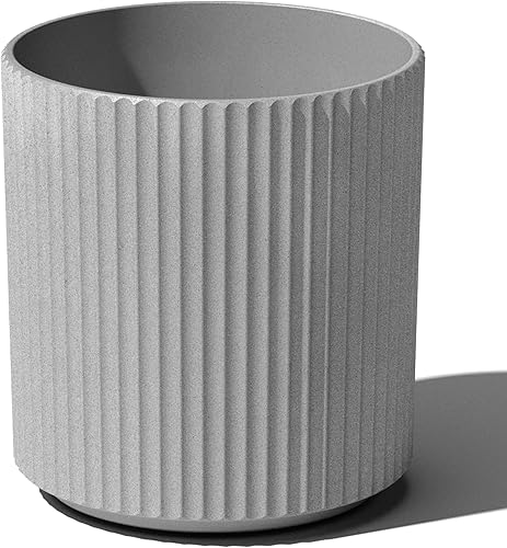Veradek Macetas redondas Demi para uso en interiores y exteriores hechas de plástico mezcla de hormigón con agujeros de drenaje perfectas para