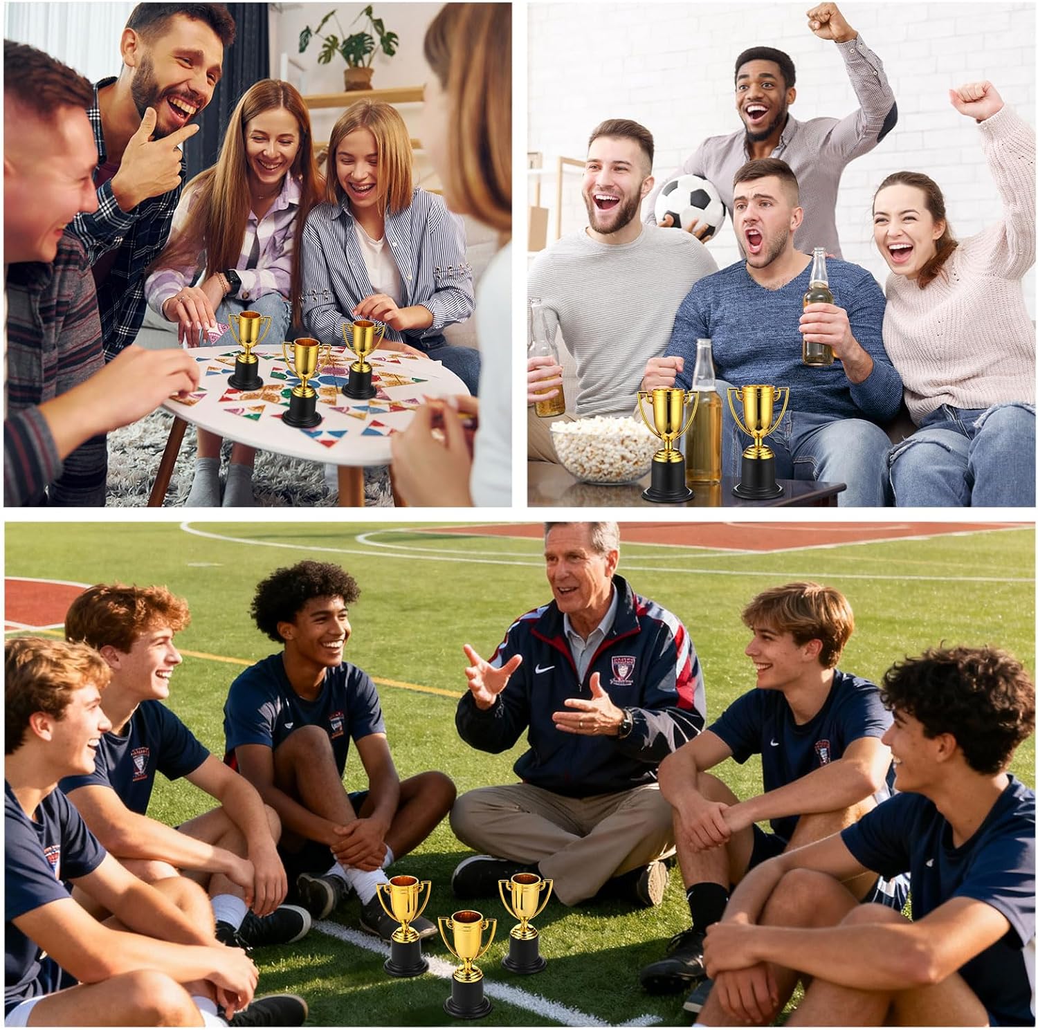 Quelay Mini Trophies Bulk 3.89 Inch Plastic Gold Award Trophy Cups for Sport Football Soccer Rewards Winning Prize Competition Party Favor