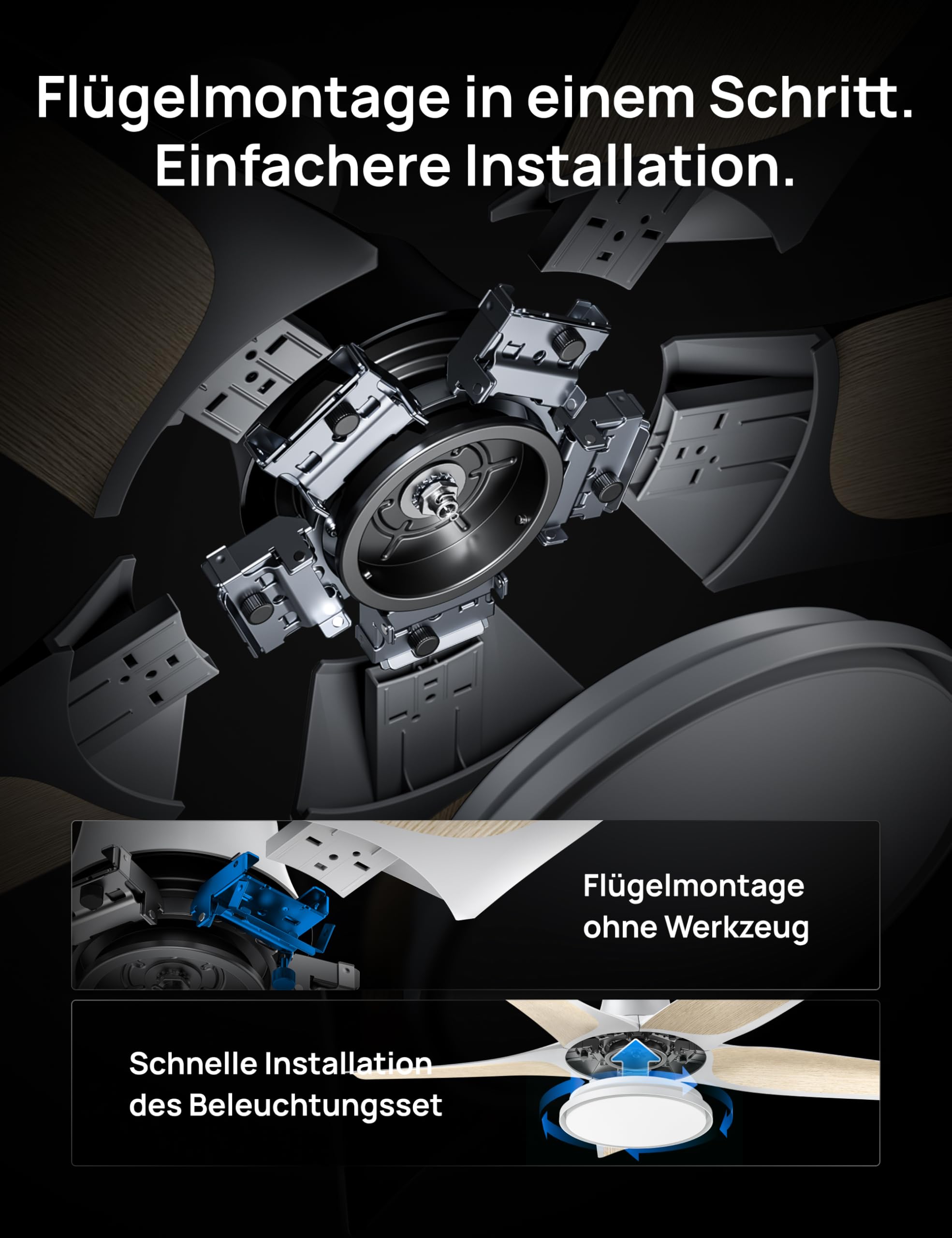 DREO Smarter Low-Profile-Deckenventilator mit Licht, 132 cm, dimmbare LED mit einstellbarer Farbtemperatur, RGB-Ambientlicht, leiser DC-Motor, einfache Montage, App- & Alexa-Steuerung, weiß