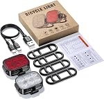 Bike Lights, Combination of Bike Front Light and Tail Light, IP65 Waterproof USB Charging, Equipped with 6 Ultra-Bright LED Beads, 4+6 Lighting Modes, Suitable for Riding at Night