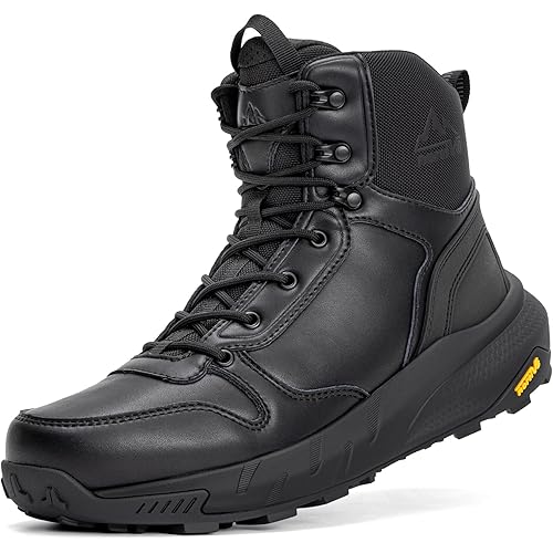 NORTIV 8 Men's Military Tactical Boot Lightweight Comfortable Boots for Work All Day Side Zipper Motorcycle Combat Hiking Boots Metrostrike(8-9 Inches)