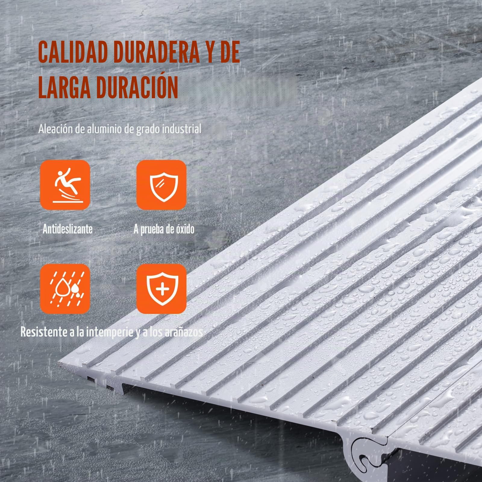 VEVOR Rampa de Umbral Altura de 7,6 cm, Rampa de Aluminio para Bordillos Entrada, Capacidad de Carga de 362,8 kg, Rampa Modular Ajustable de Aluminio para Sillas de Ruedas, Scooters, Sillas Eléctricas