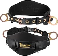 TRSMIMA Safety Harness Climbing Belt with Tongue Buckle, Waist Pad & D-Rings - Fall Protection for Roofing, Tree Work, Construction