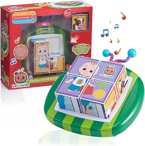 WOW STUFF CoComelon Toys - Bloques de construcción musicales inteligentes juguete de aprendizaje preescolar que reproduce 6 canciones de rima