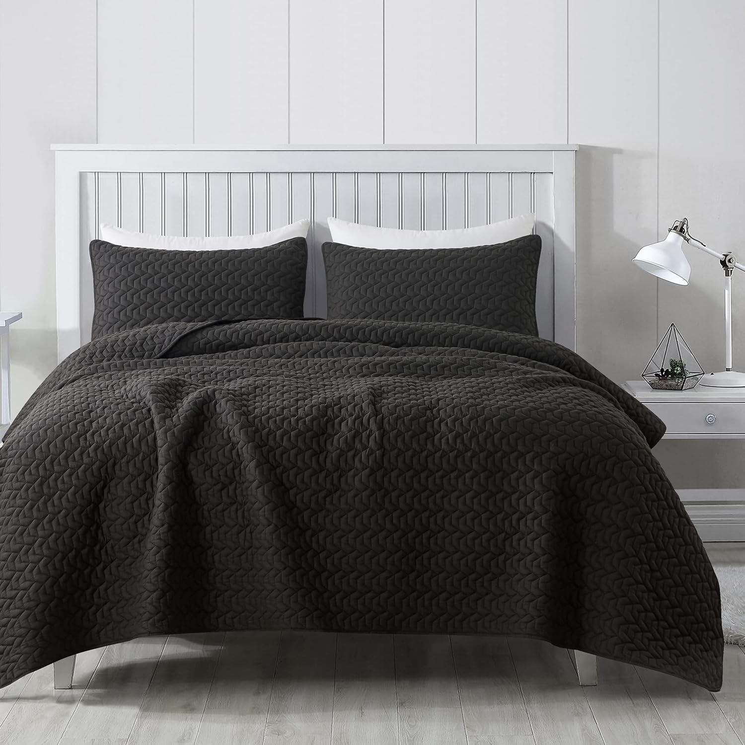 R.SHARE Black Quilt King Size Bedding Sets with Pillow