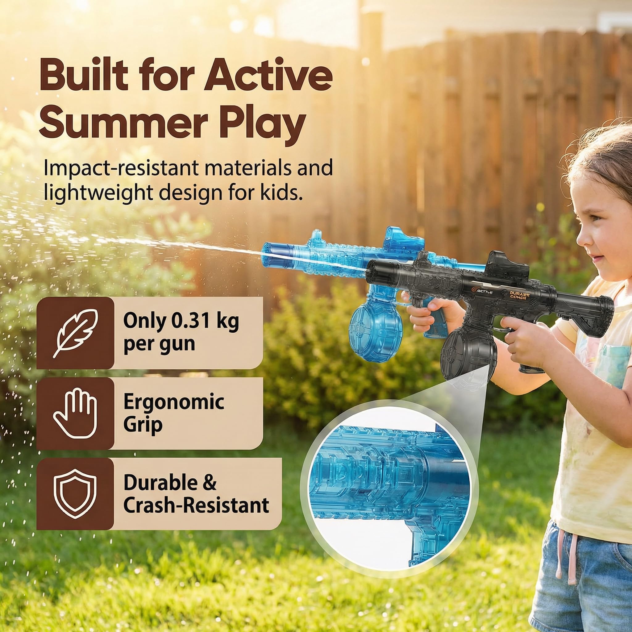Pistola ad acqua elettrica, confezione da 4, potente pistola ad acqua automatica per combattimenti d'acqua competitivi, pistola a spruzzo a lungo raggio da 26-30 m, per giochi tattici estivi