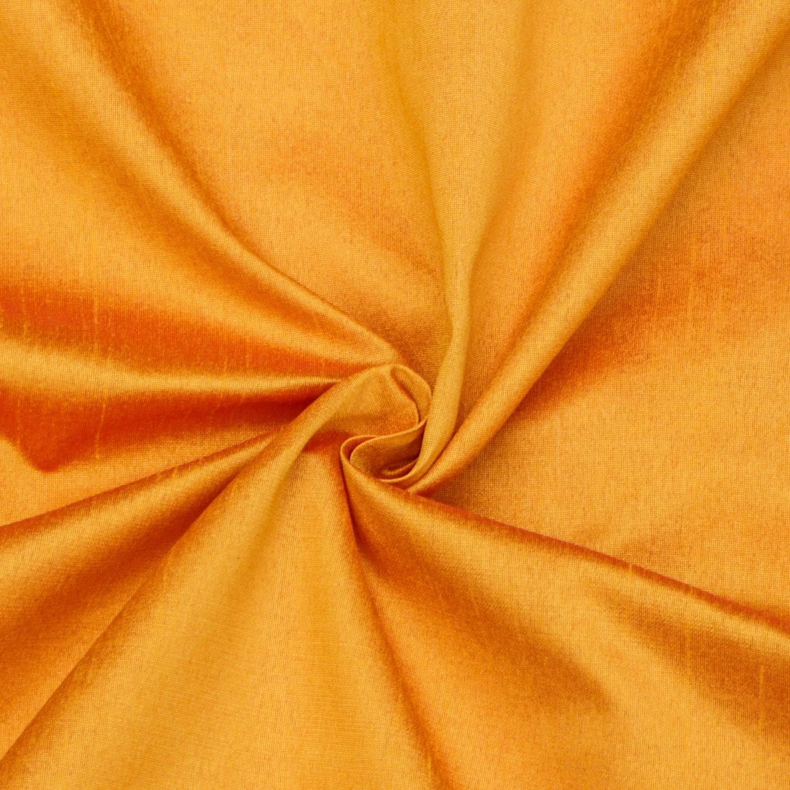 Fabric Mart Direct Saffron Orange Faux Silk/Art Silk Fabric By The Metre, 8 Continuous Metres 107 cm Width Slubeed Faux Silk Solid Color Orange Wholesale Silk Upholstery Fabric for Curtains — image 1