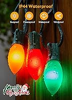 Vista 6 de Luces LED vintage C9 de Navidad para exteriores, cadena de luces C9 de 150 pies con 150 bombillas C9 inastillables, impermeables, conectables, luces