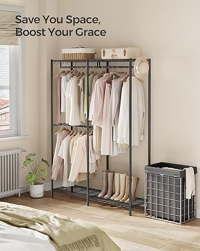 Miniatura 3 de SONGMICS Clothes Rack, Freestanding Wardrobe Closet, Metal Clothing Racks, Heavy-Duty Garment Rack with Adjustable Shelves, Hanging Rods, Dividable
