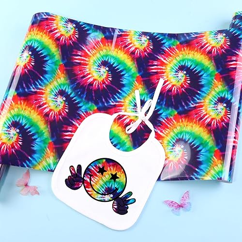 Miniatura 4 de Tintnut Rollo de vinilo de transferencia de calor de teñido anudado, rollo de 12 pulgadas x 5 pies, rollo de vinilo HTV de gran gradiente para