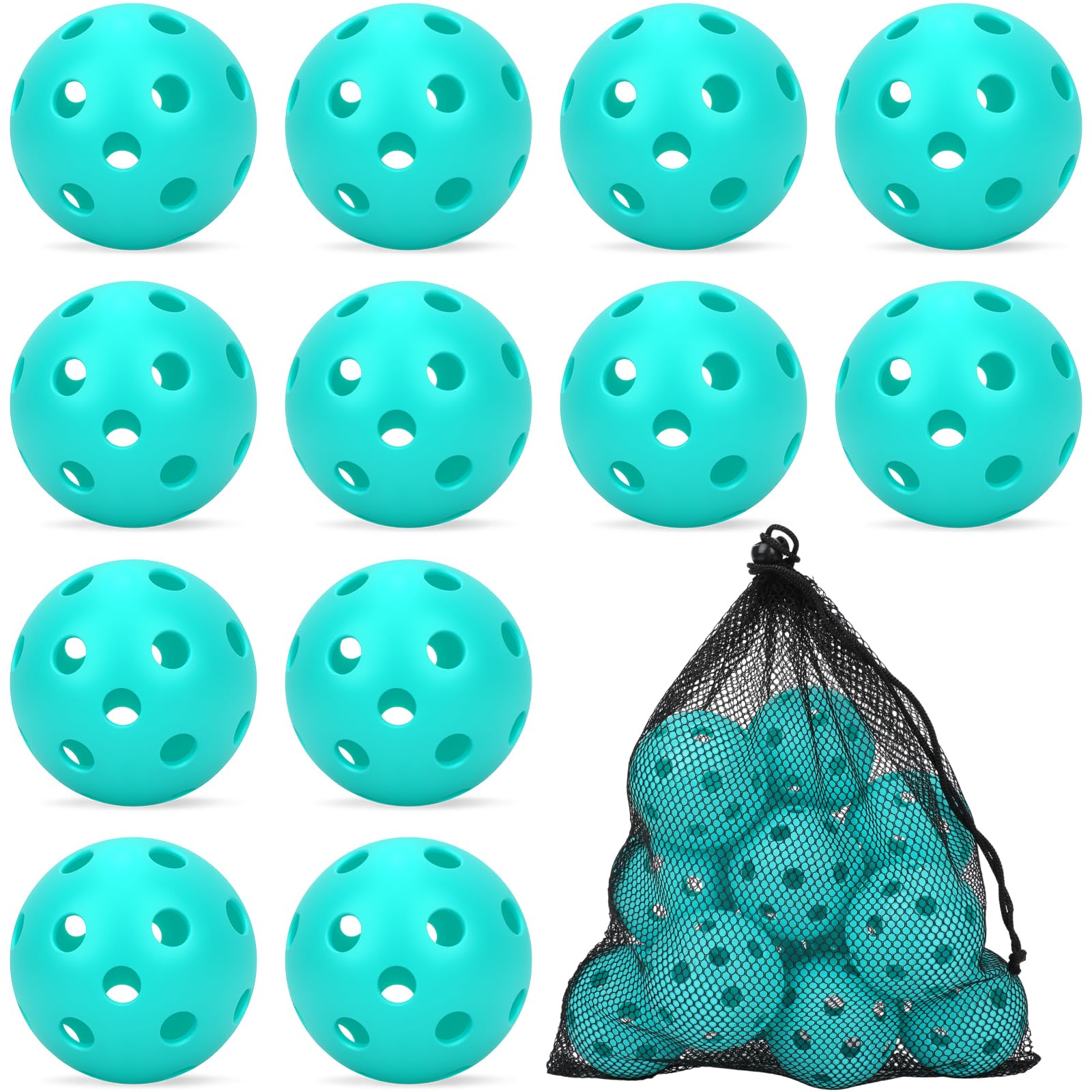 Coopay 12/50/100 Pack Plastic Baseballs Practice Training Balls Lightweight Hollow Softballs with a Drawstring Bag for Hitting Pitching Batting Training Indoor Outdoor Sport