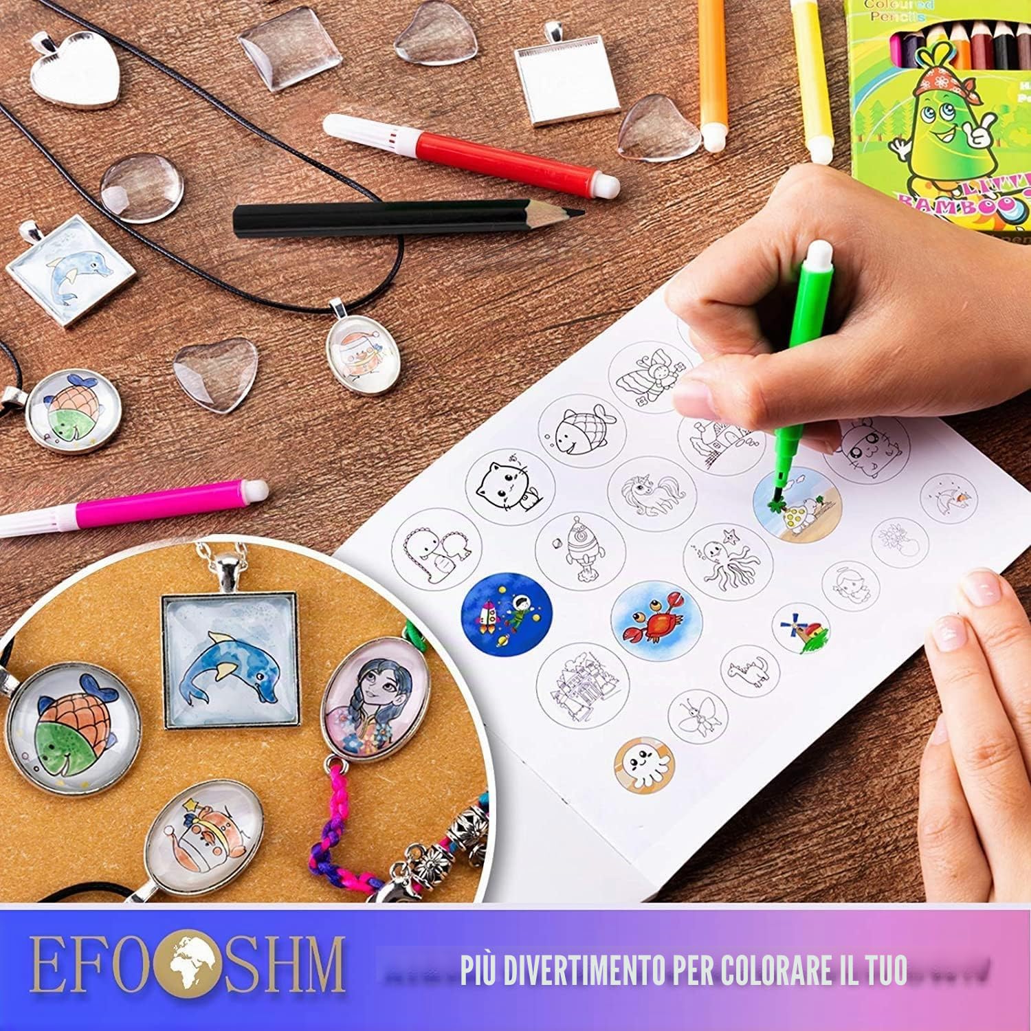 EFO SHM Kit Gioielli Fai da Te Bambina – Set per Collane con Ciondoli e Charms, con Kit Braccialetti Extra, Idee Regalo Ragazza 6 7 8 9 10 11 12 Anni