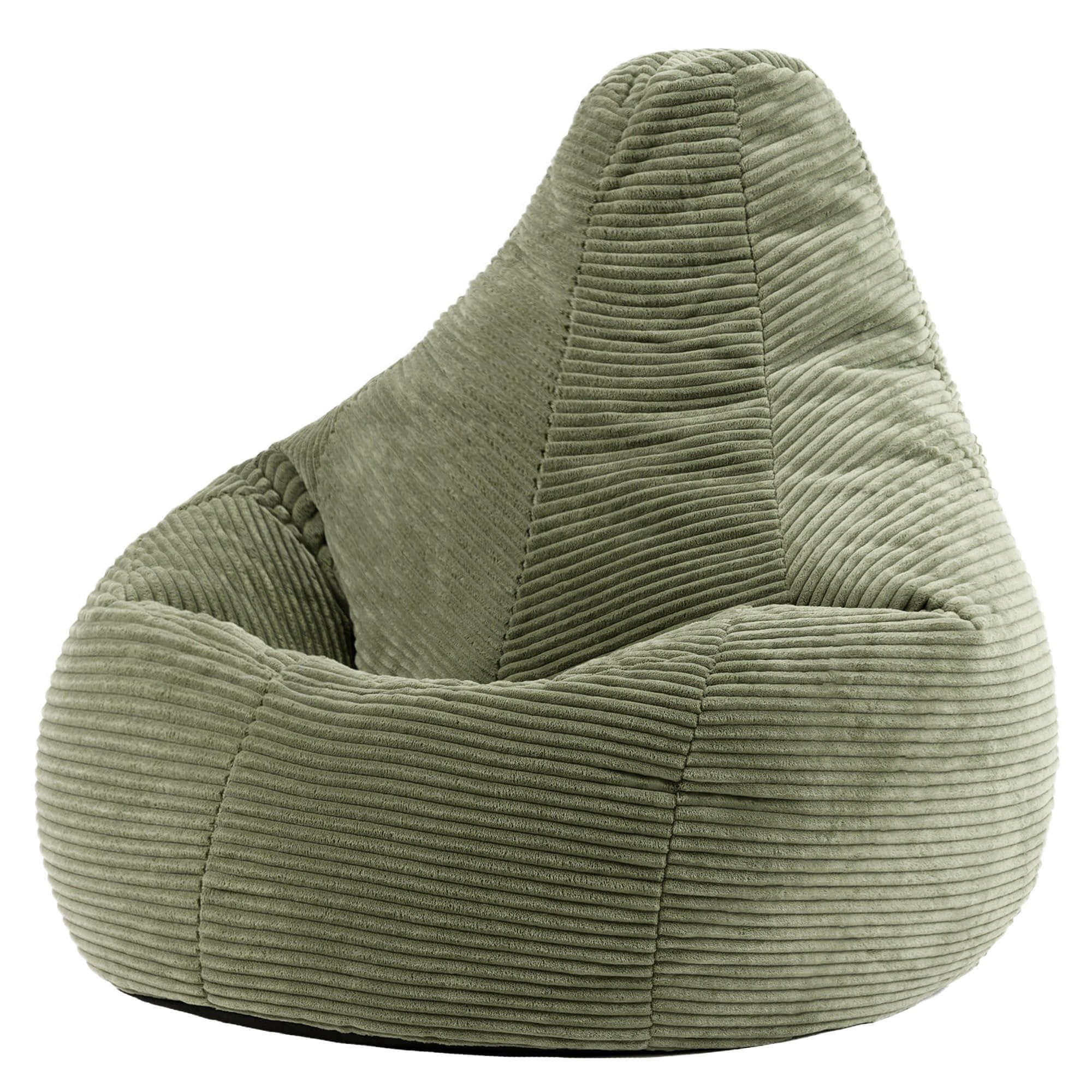 icon Dalton Cord Bean Bag Chair, Sage Green, Large Adult Bean Bag with Filling Included, Comfy Chair, Living Room Furniture, Bedroom Furniture
