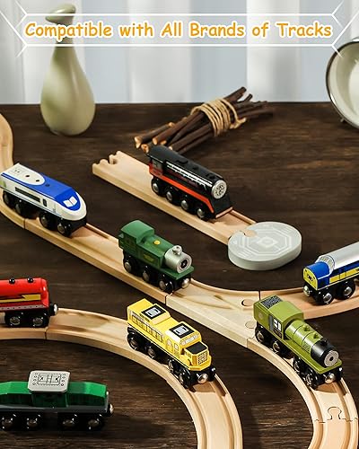 Miniatura 3 de SainSmart Jr. Juego de accesorios de tren de madera, juego de autos de juguete magnético (10 unidades), compatible con todas las principales marcas,