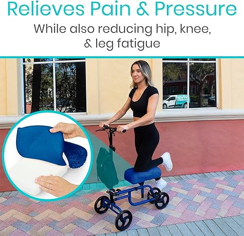 Miniatura 44 de Vive Mobility Funda para rodillera para patineta, cojín de espuma viscoelástica de piel de oveja suave para adultos, accesorio para rodillos