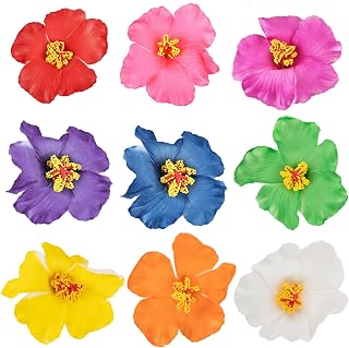 Framendino, 9 Pack Hawaiian Hibiscus Foam Bridal Wedding Beach Floral Hair Clips for Women