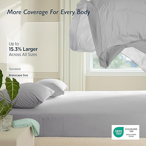 Miniatura 7 de Breescape Juego de sábanas refrescantes tamaño King - BlendTek Tecnología Dry & Cool para personas que duermen con calor y sudores nocturnos,