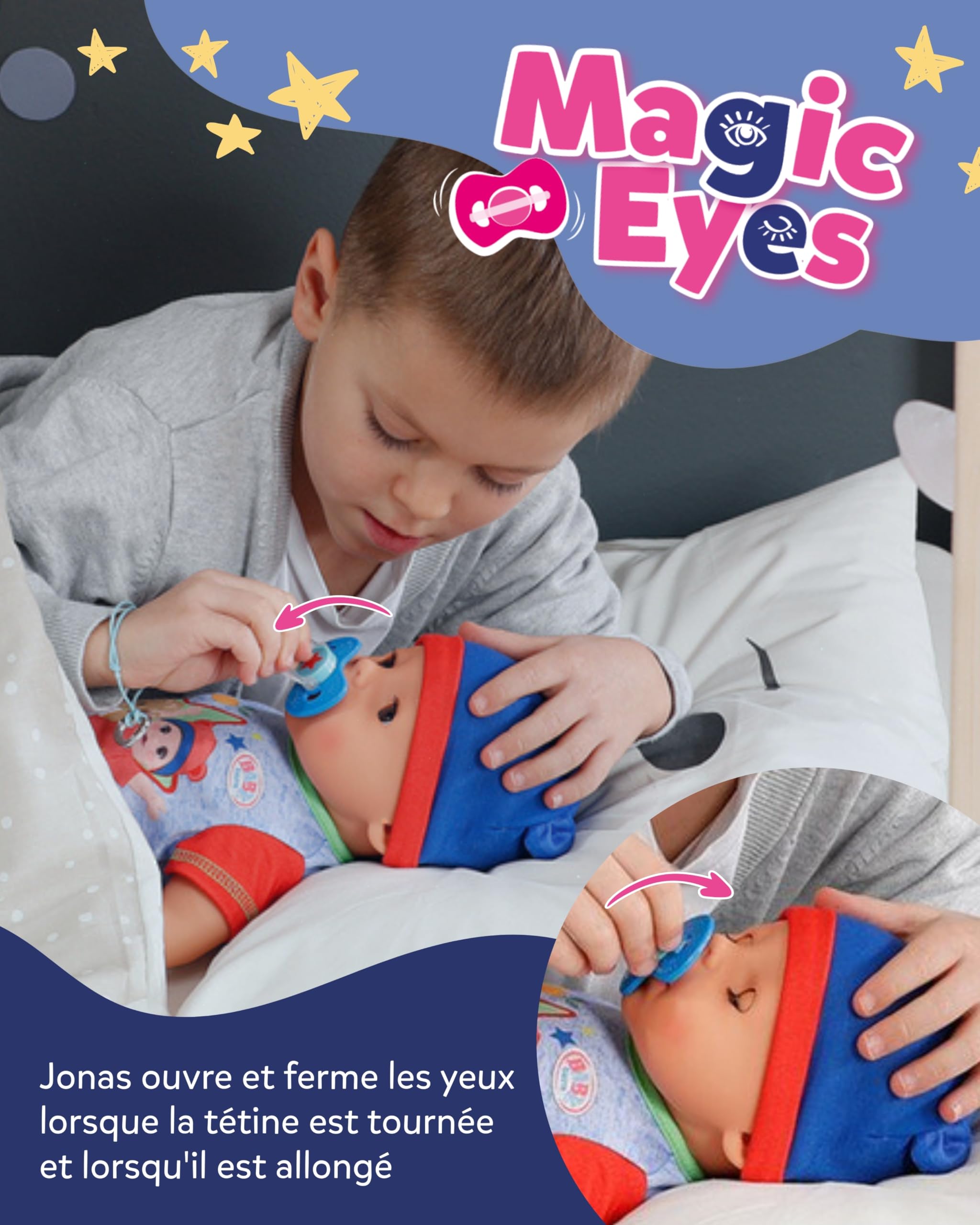 BABY born Jonas - Bébé poupée de 43 cm - 10 Fonctions y Compris Accessoires & grenouillère - Fonctionne entièrement sans Piles - Convient aux Enfants à partir de 3 Ans