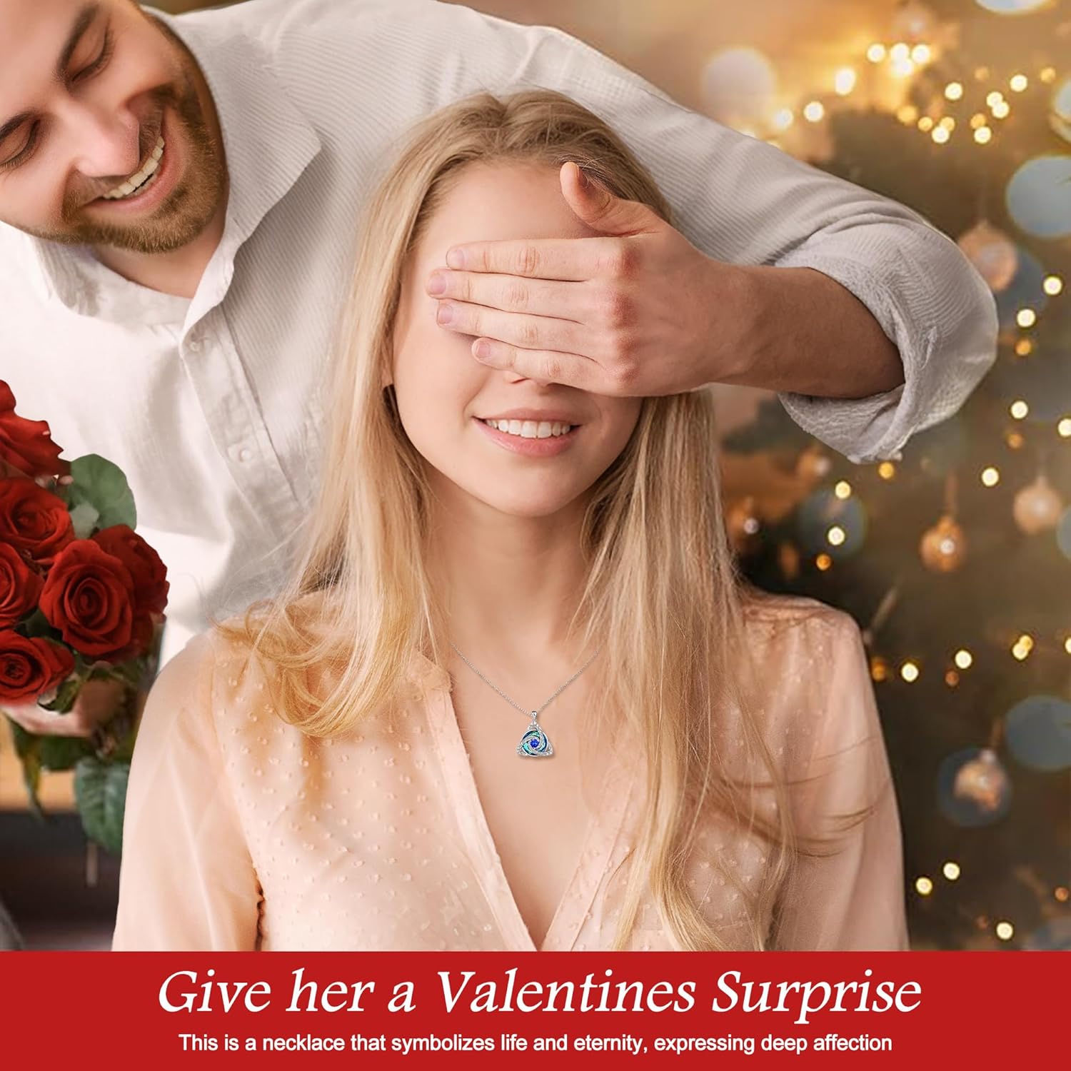 Distance Celtic Birthstone Necklace for Women, S925 Sterling Silver Trinity Knot Triquetra Austria Crystal Pendant, Birthstone Necklace Birthday Anniversary Jewelry Irish Scottish Gifts for Her - Image 3