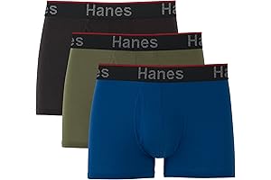 Total Support Pouch Men's Short Leg Boxer Briefs Underwear, Anti-Chafing, Moisture-Wicking Odor Control, 3-Pack