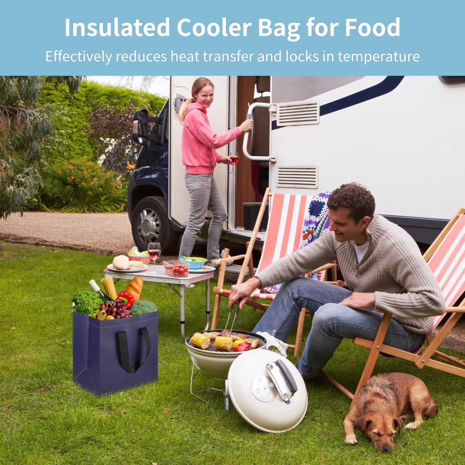 50 Stk. isolierte Kühltaschen, große Thermotasche mit Alufolie und Klebeverschluss, wasserfeste tragbare Einkaufstasche für Picknick, Camping, Mittagessen, Lieferung, Outdoor-Mahlzeiten, Einkauf