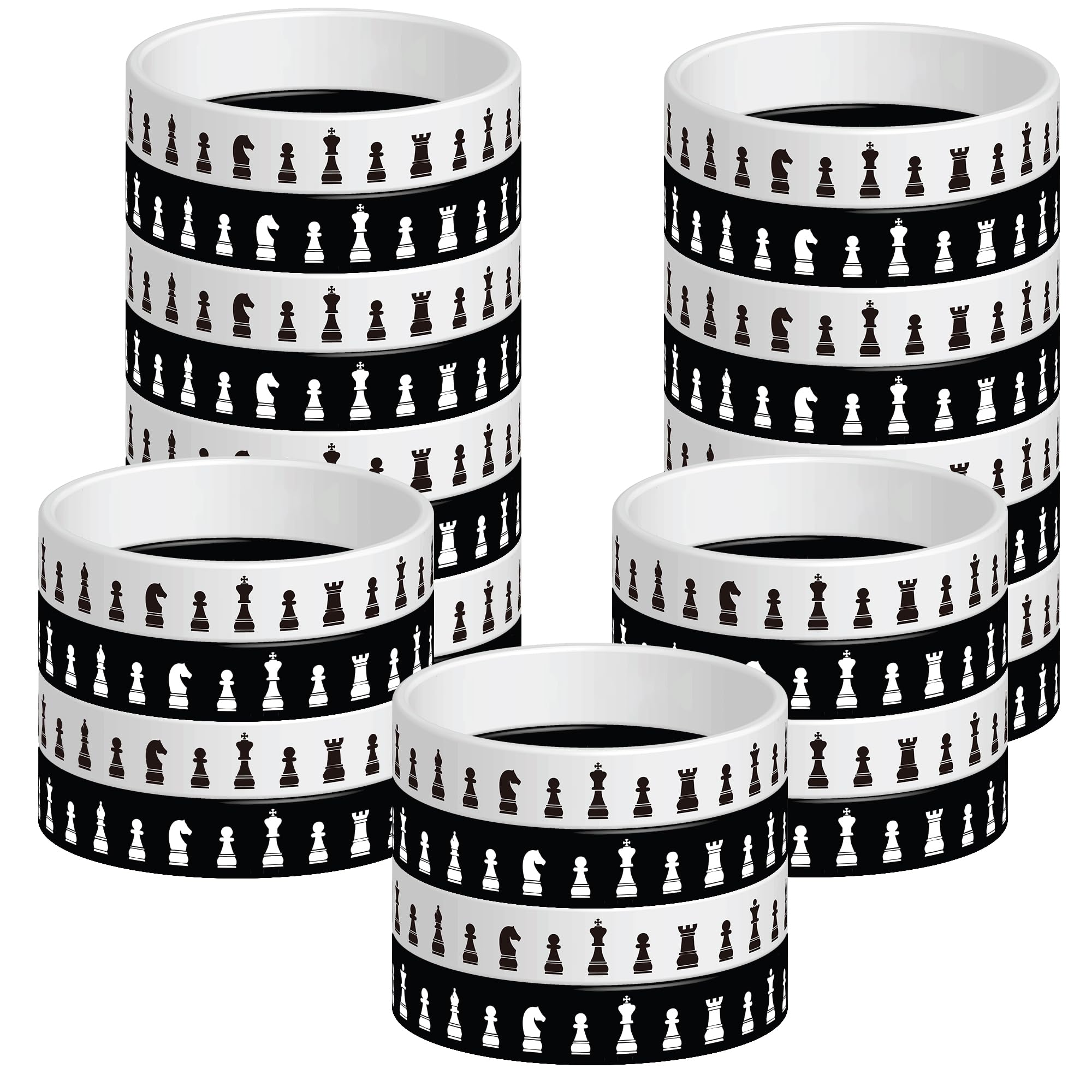 24 Pcs Chess Theme Rubber Silicone Wristbands Chess Competition Decorations Birthday Party Favors Supplies Decorations