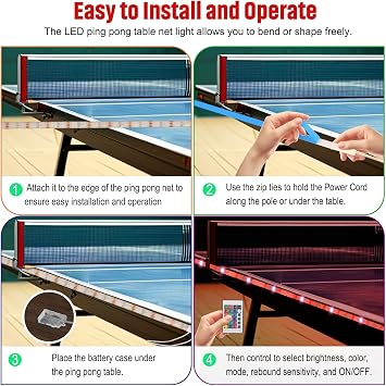 LED Ping Pong Table Net/Table Light 13Ft 16 Color Changing Waterproof