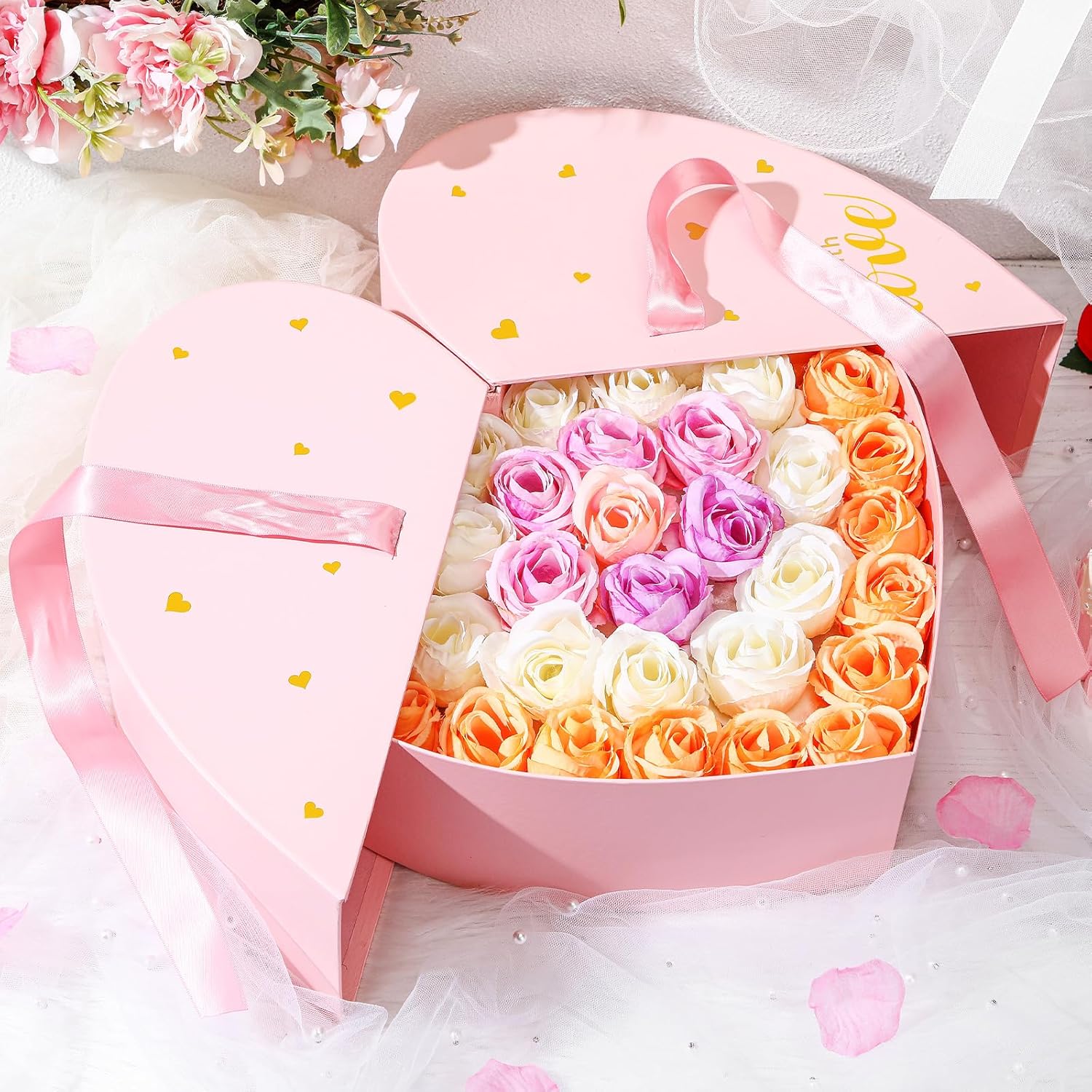 Huhumy Valentines Day Heart Shaped Box with Ribbon