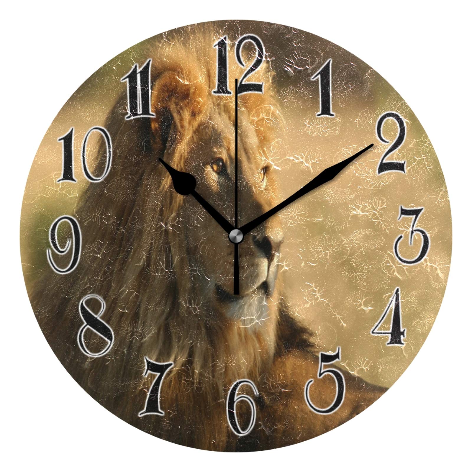 Orologio Da Parete 24 Cm Con Immagine Religiosa - Il Leone Di Giuda, In Acrilico E MDF, Silenzioso, Per Camera E Soggiorno - 2