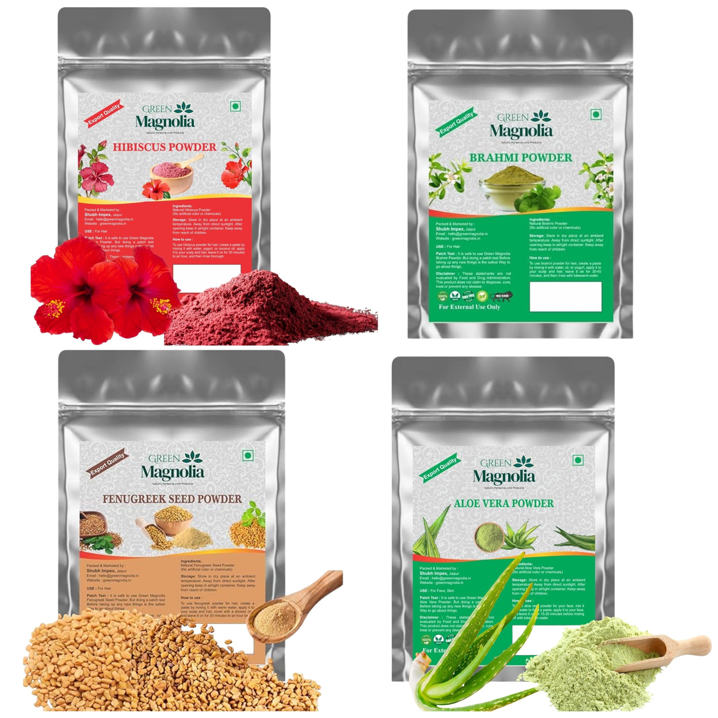 4-in-1 Essential Hair Nourish Kit Combo Hibiscus Brahmi Powder Fenugreek Seed Powder & Aloe Vera Powder Natural Hair Care Treatment Deep Scalp Nourishment (50g Each)-image-27