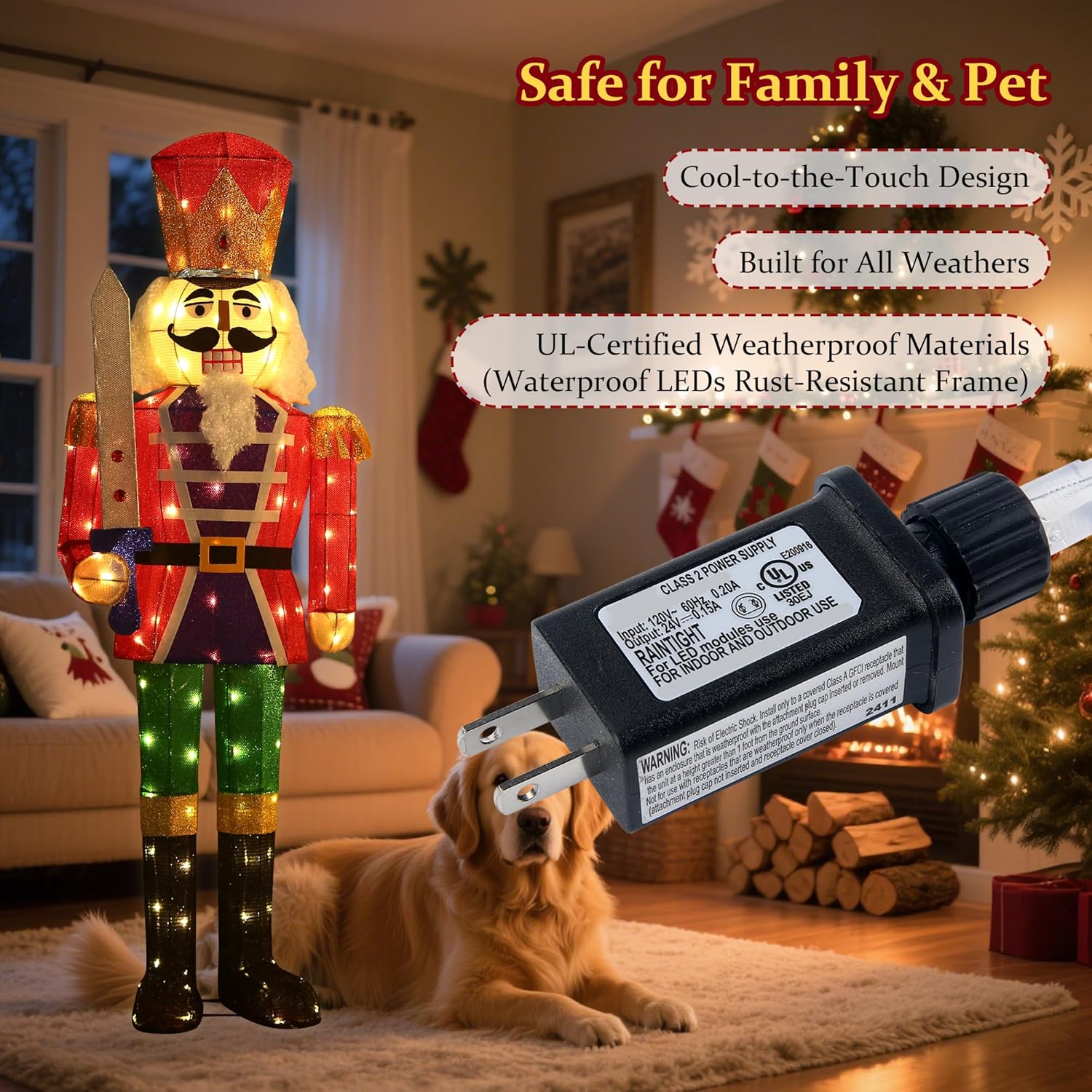 61Inch Nutcracker Christmas Decor Outdoor with LEDs 5 Feet Lighted Large Nutcracker Lighted Christmas Decorations Outdoor with Stakes & Zip Ties for Xmas Yard, Porch, Lawn (2-Pack)