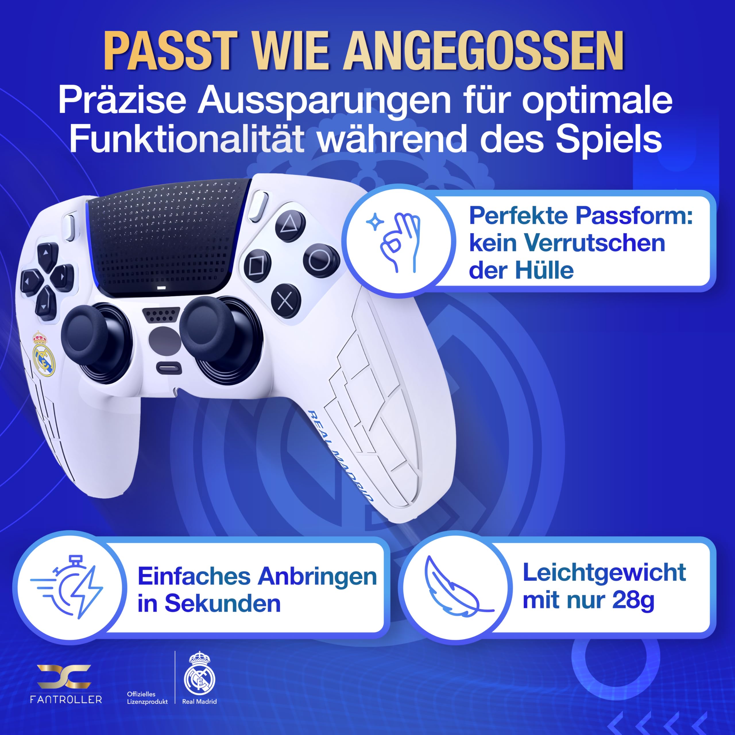 PS5 Controller Hülle Real Madrid Design blau weiß PlayStation 5