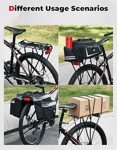 Miniatura 7 de KEMIMOTO Portabicicletas de carga trasera, 24-27.5 pulgadas, longitud ajustable, carga máxima de 220 libras, luz reflectante trasera roja, diseño de