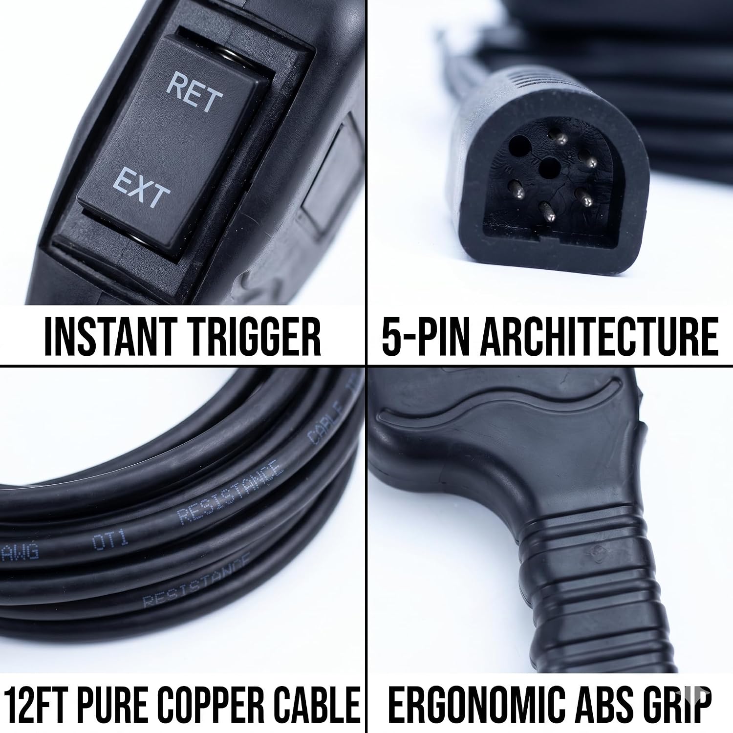 83665 Plug-in Truck Winch Remote Controller with 12ft D-Shape Cable & Ergonomic Grip Compatible with Warn 2001-2018 M/VR-Series M8000/M12000/VR12000/Zeon 10S/Ford Dodge Ram Power Wagon Replace# 83665
