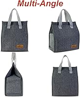 Vista 6 de Mziart Bolsa de almuerzo minimalista, bolsa aislada reutilizable para mujeres y hombres, contenedor de caja a prueba de fugas, diseño simple Bento