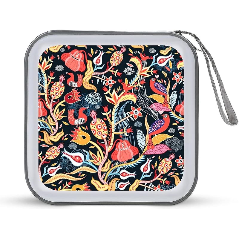 Cdケース Cd収納ケース 植物と動物カラフル 柄 メディア収納バッグ Dvdケース ディスクケース Vcdバッグ 収納袋 収納ポーチ 保管ボックス 持ち運び便利 旅行 自宅 オフィス用 耐磨耗性に カバー 大容量 防湿 おしゃれ メディアファイル シンプル ファスナー付 Gvko9sylry
