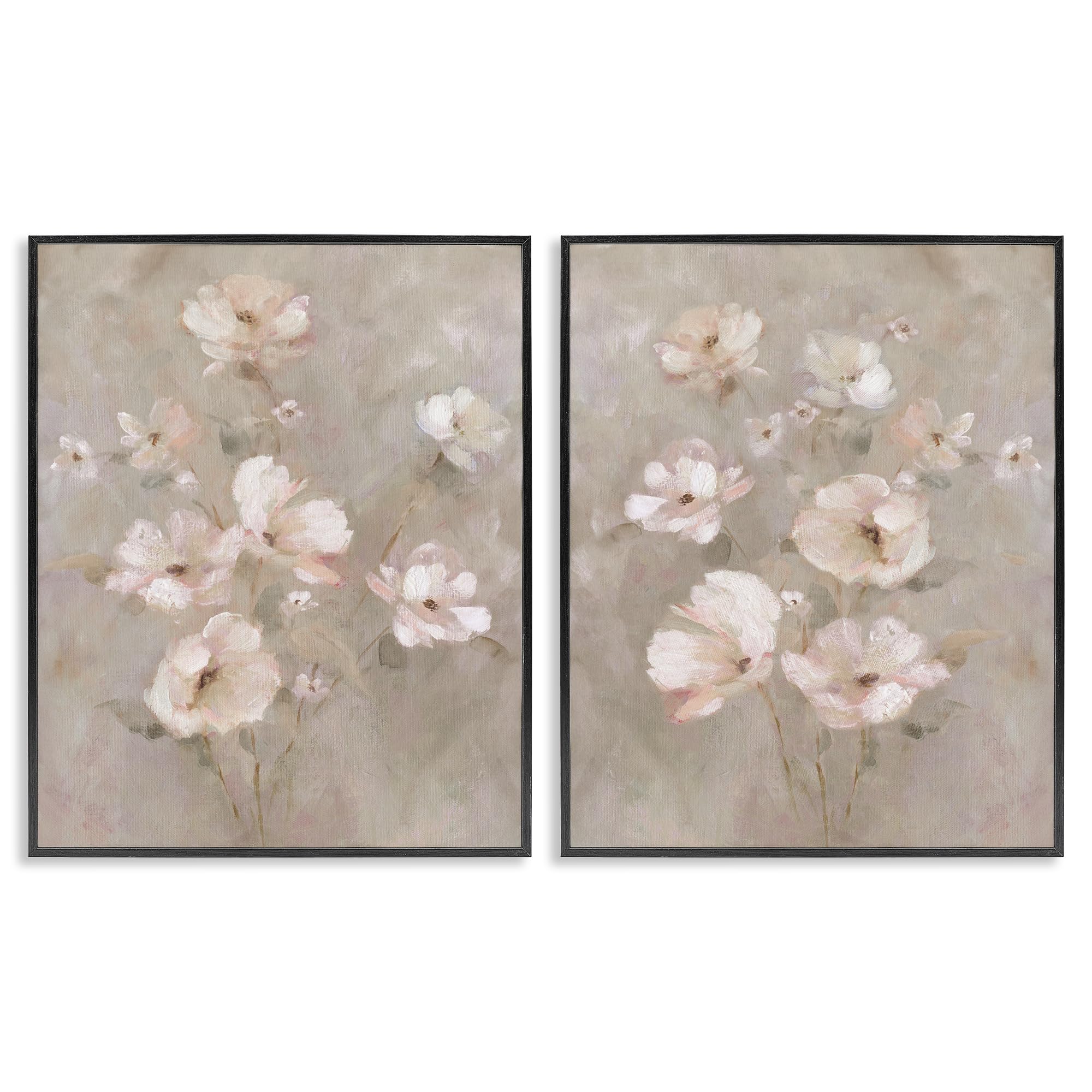 Stupell Industries Blush Cherry Blossom Bouquet_v1 'Arranged Blush Blossoms', 2Pc Framed Giclee Art Set 2, Black, 24 X 30 Inches, Easy To Hang And Sturdy, Made In Usa, By Carol Robinson