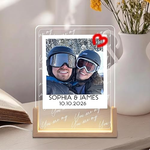 Miniatura 4 de FAMITRENDZ Luz LED personalizada con regalos de fotos para parejas, marco de fotos de retrato de pareja, regalos de aniversario para marido y