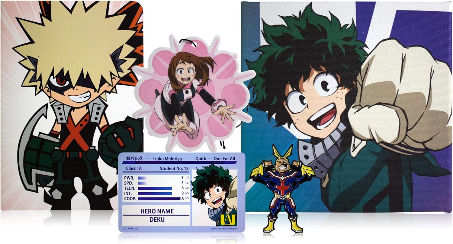 Toynk My Hero Academia LookSee Mystery Gift Box | 5 Official Boku No Hero Collectibles | Including Wall Art, Enamel Pin, & More | Midoriya Green Edition | MHA Limited Edition Anime Mystery Box