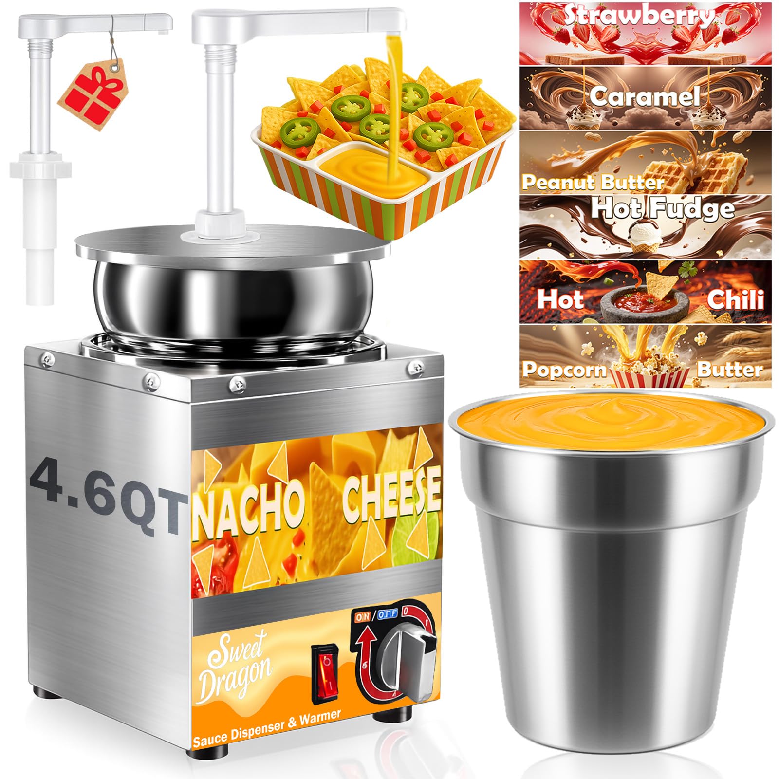 Amazon.com: Nacho Cheese Dispenser, 4.6 Qt Nacho Cheese Dispenser