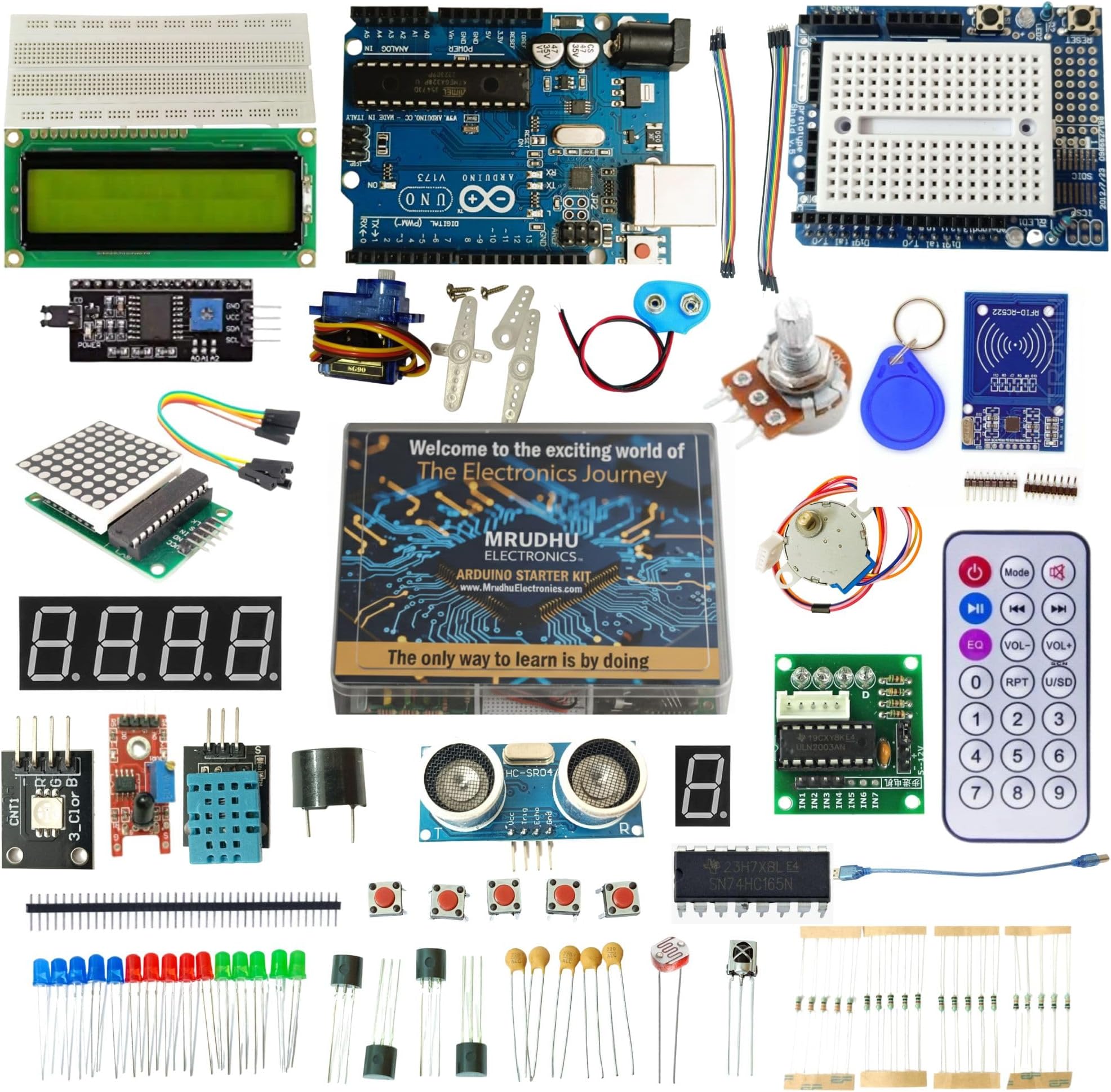 Arduino Uno R3 Starter Kit with RFID & Sensors | 37+ Components | Beginner Learning Kit for Robotics, Programming & DIY Electronics Projects (DIP),