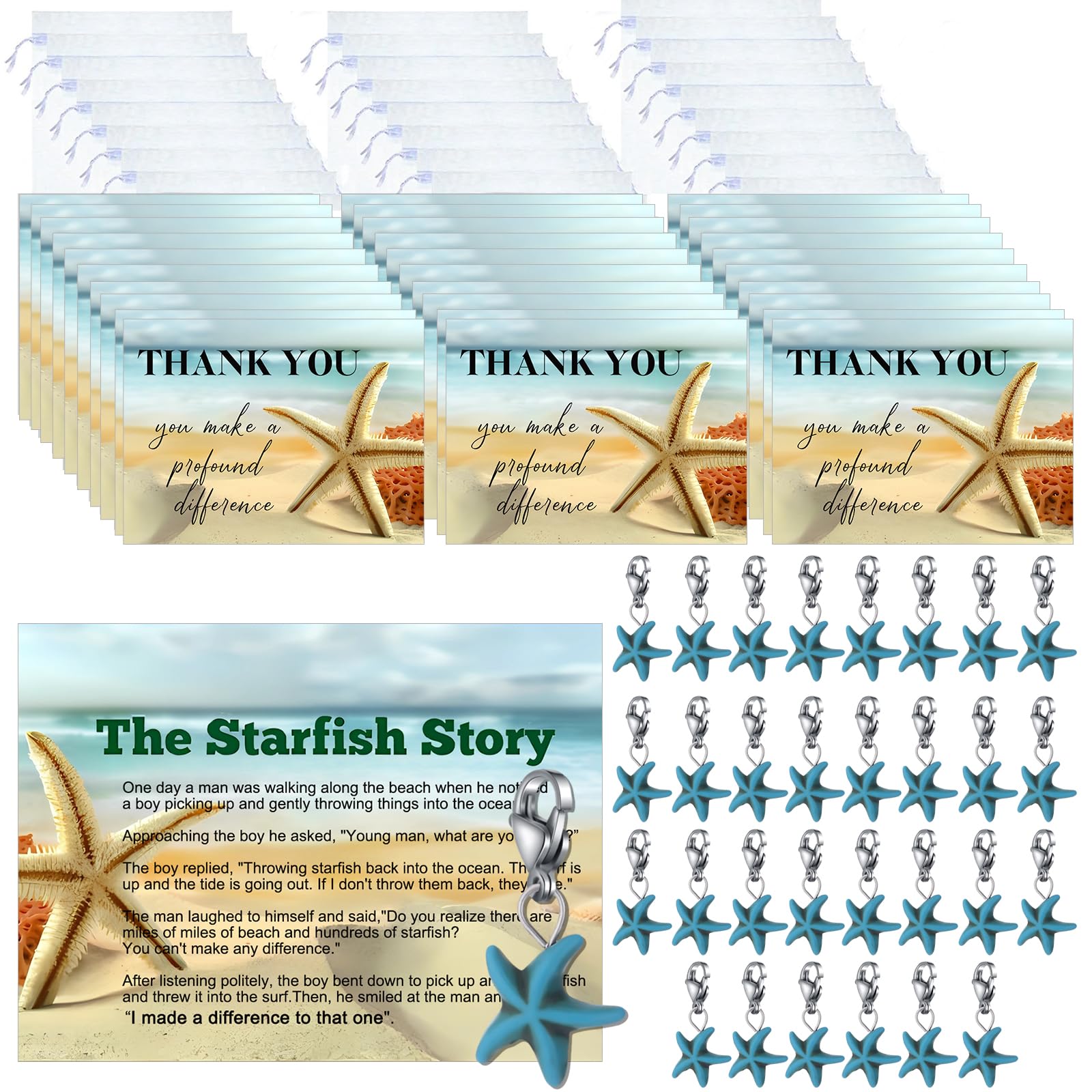 Qpige Thank You Employee Appreciation Gifts Bulk 30 Starfish Story Thank You Cards Social Worker Appreciation Gifts for Coworkers Teacher Volunteer
